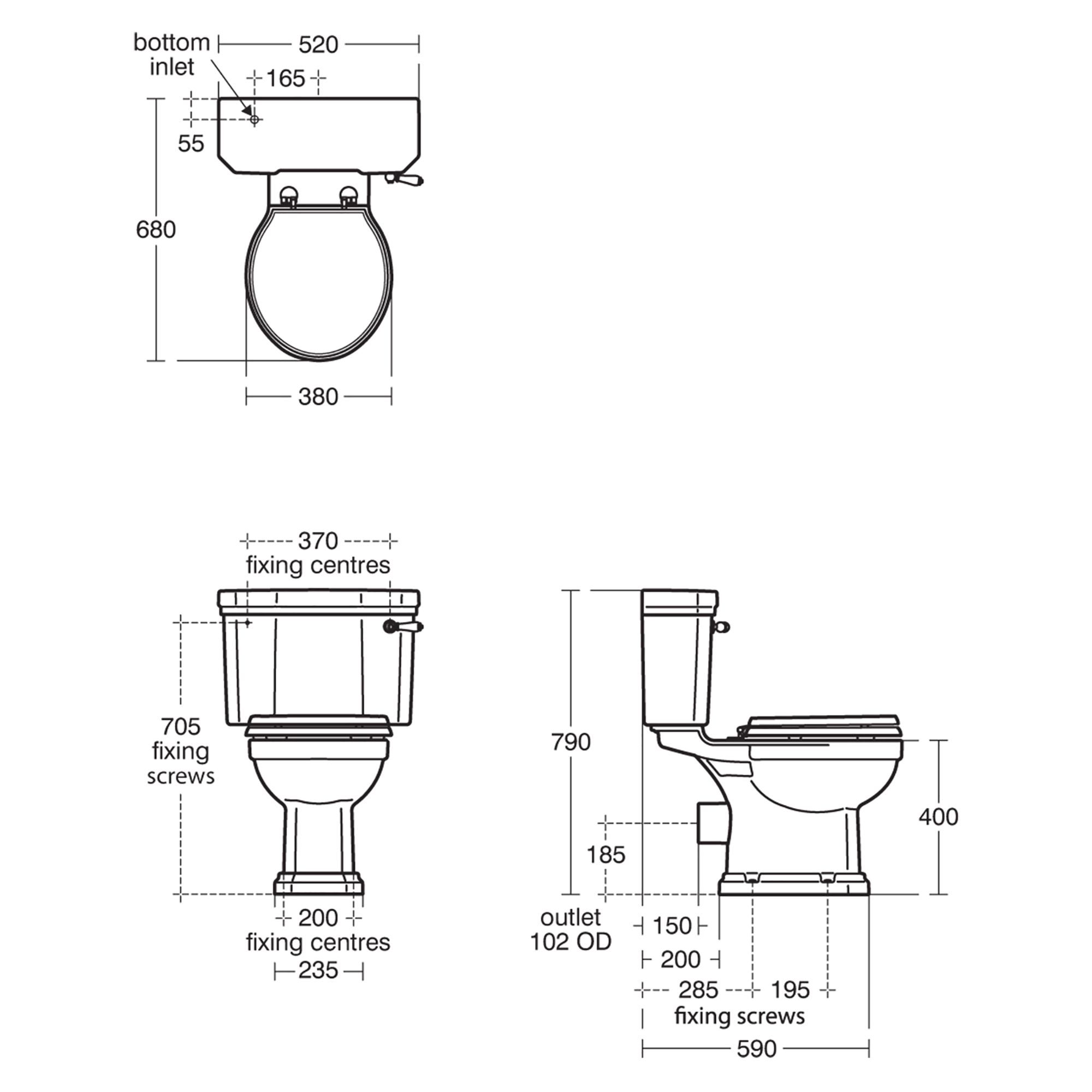 Ideal Standard Waverley White Standard Close-coupled Toilet & cistern with Standard close seat - 7