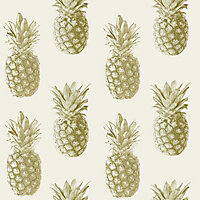 Ideco Home Cream Pineapple Metallic effect Smooth Wallpaper