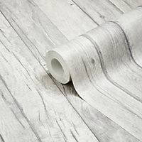 Ideco Home Ideco home Grey Wood effect Smooth Wallpaper