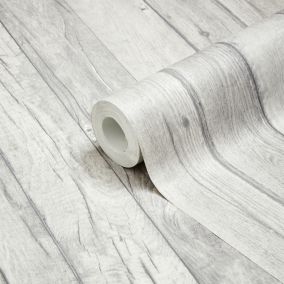 Ideco Home Ideco home Grey Wood effect Smooth Wallpaper