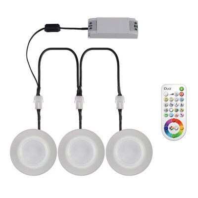 iDual Argon Non-adjustable LED RGB & white Downlight 7.3W IP20, Pack of 3