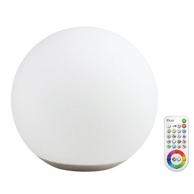 iDual Dahlia White Round Table lamp with remote