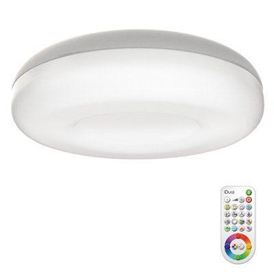 iDual Daphnis Glass & metal Aluminium effect Ceiling light with remote