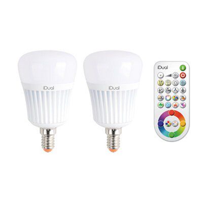 iDual E14 470lm 150° GLS LED Dimmable Light bulb, Pack of 2