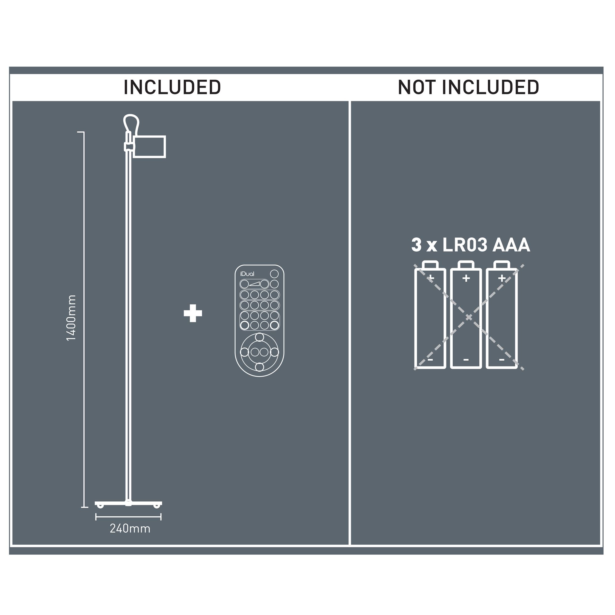 iDual Jasmine Gloss Black Floor lamp with remote