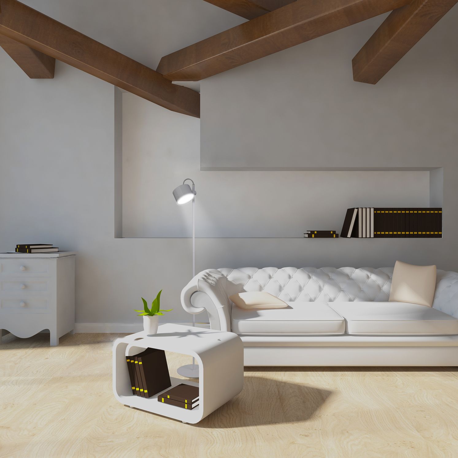 iDual Jasmine Gloss White Floor lamp with remote