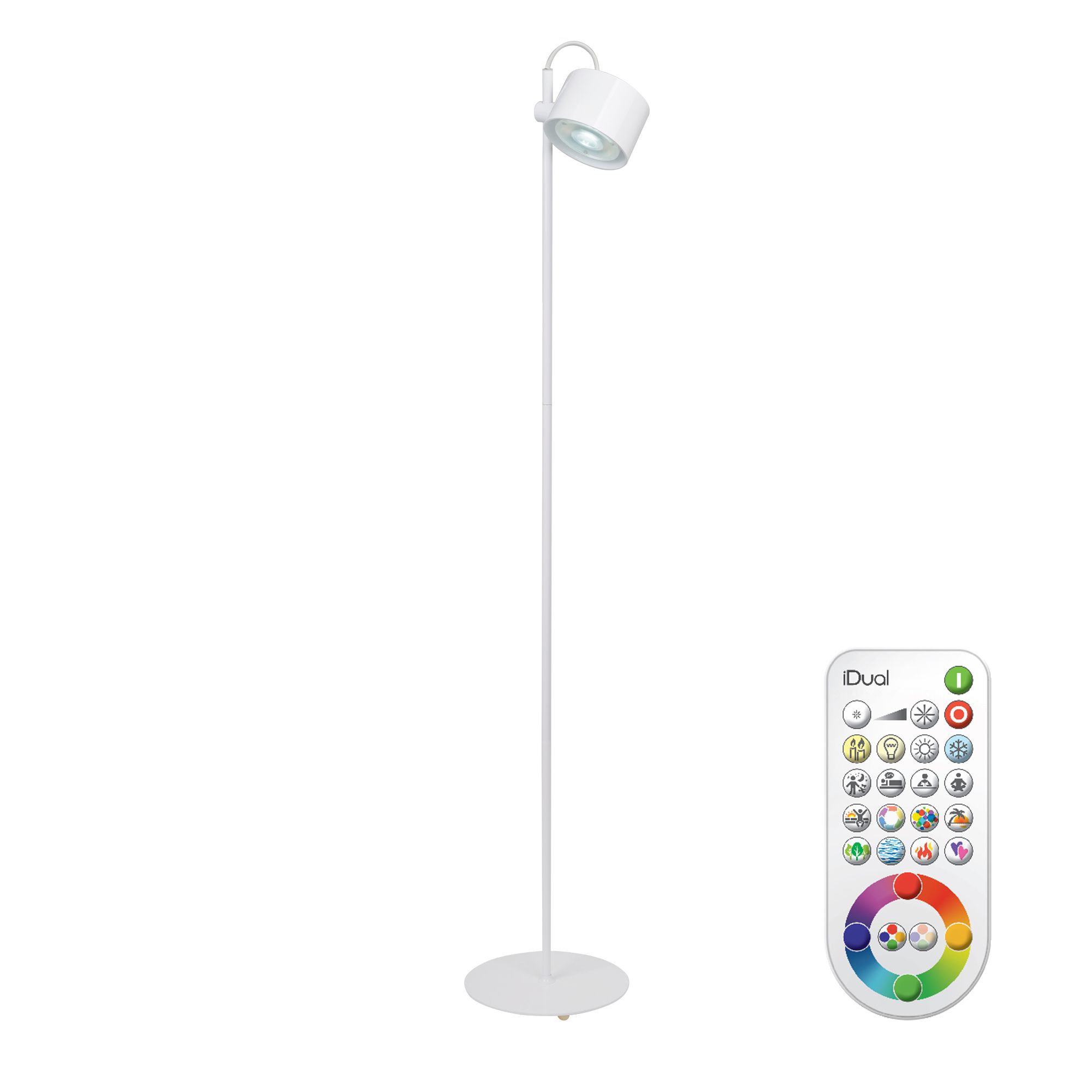 iDual Jasmine Gloss White Floor lamp with remote