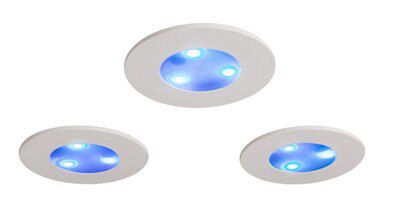 iDual Performa White Stainless steel effect Non-adjustable LED RGB & white Downlight 7.5W IP65, Pack of 3
