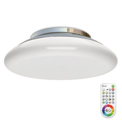 iDual Volta Glass & metal Chrome effect Ceiling light with remote