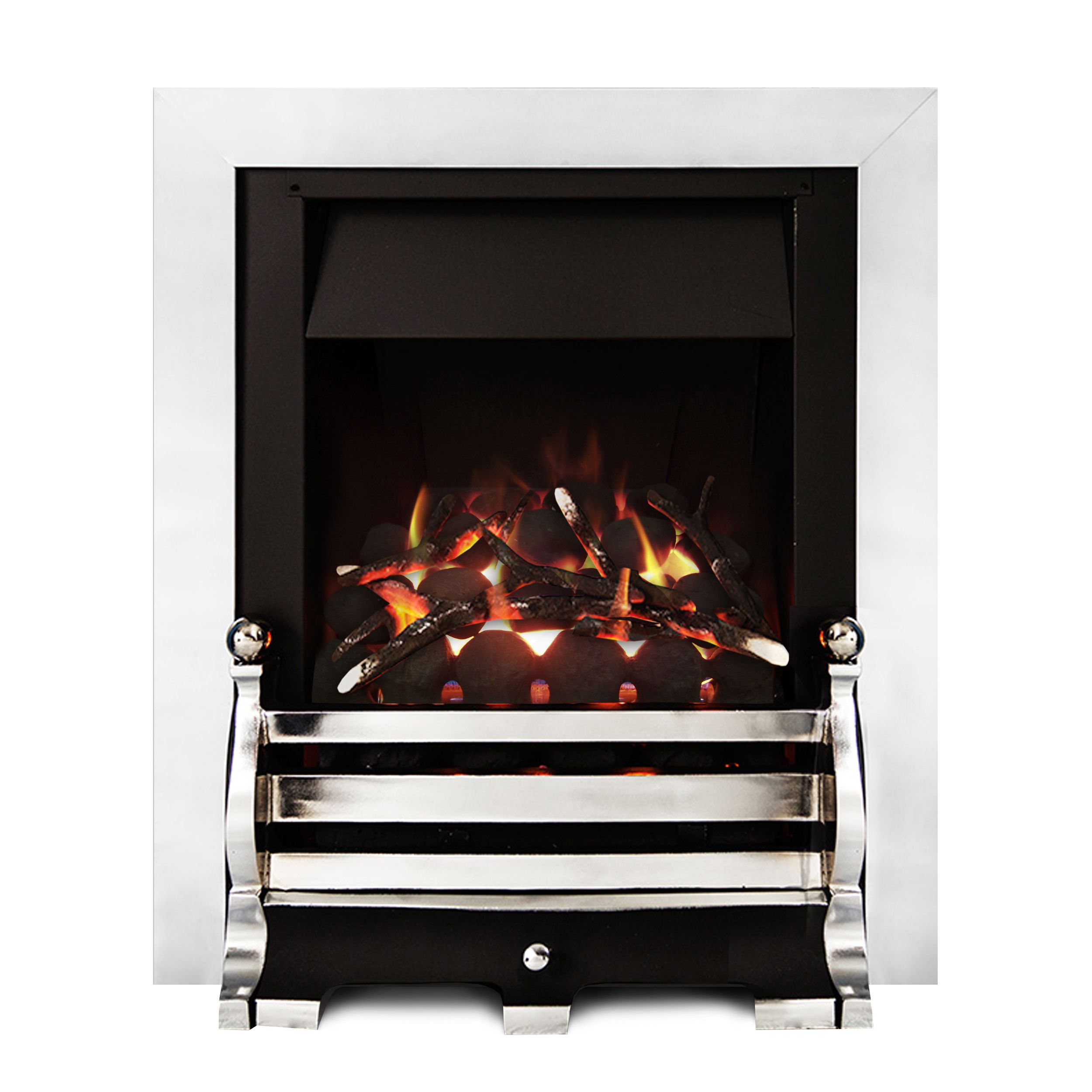 Ignite Fairfield Open Fronted Full depth Chrome effect Gas Fire