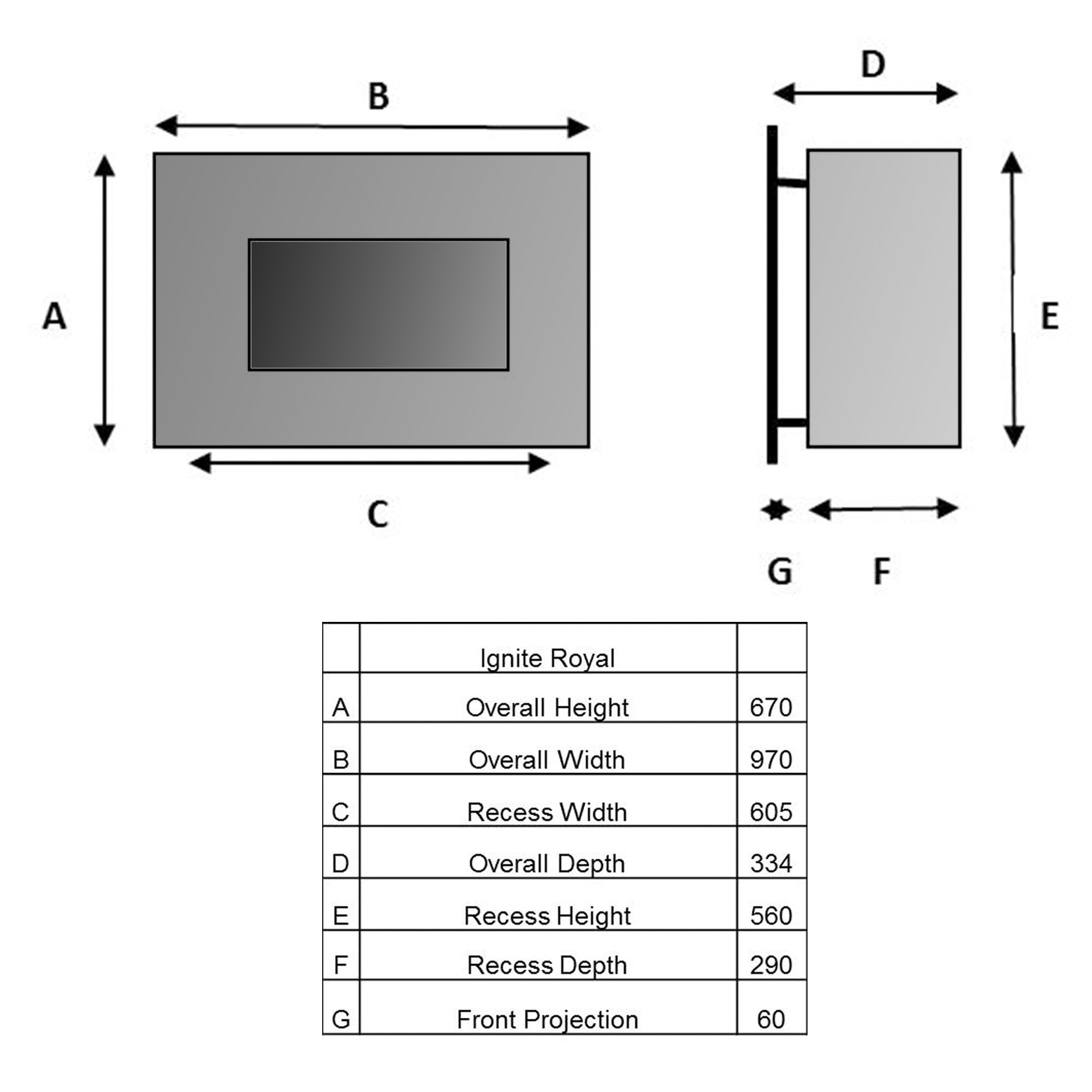 Ignite Royal Mirror effect Manual control Gas Fire