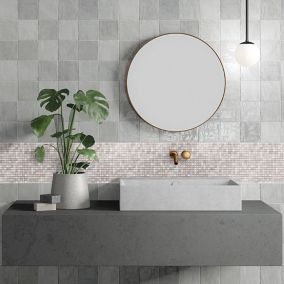 Ikarai Beige Marble effect Natural stone Mosaic tile sheet, (L)300mm (W)300mm