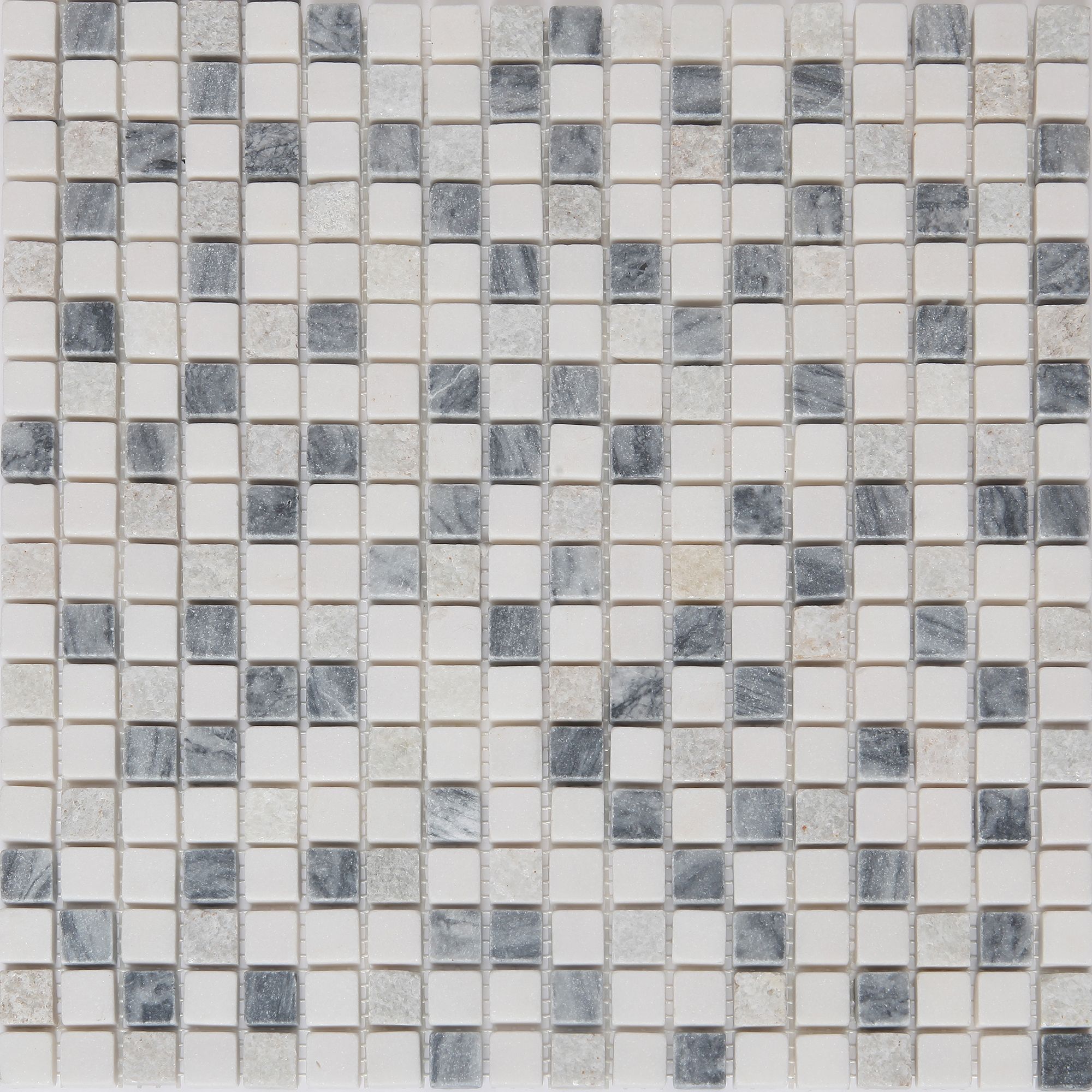Ikarai Light grey Matt Marble effect Natural structure Natural stone Mosaic tile sheet, (L)300mm (W)300mm