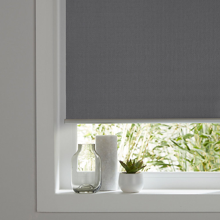 35.43 165cm Drop Trimmable Thermal Blackout Roller Blinds Grey, 90cm