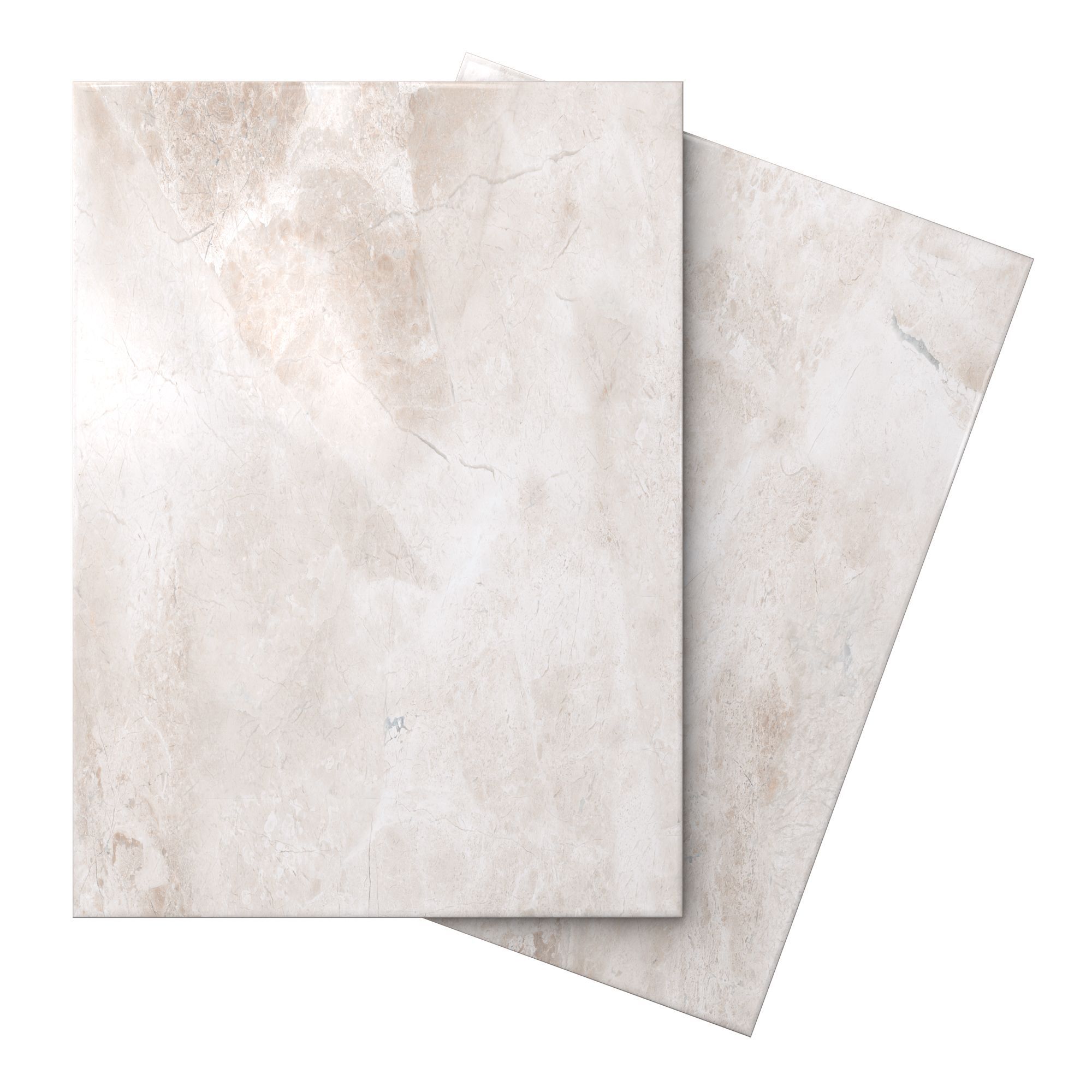 Illusion Cappuccino Gloss Patterned Marble effect Ceramic Wall & floor Tile, Pack of 10, (L)360mm (W)275mm