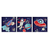 Imagine Fun Starship Multicolour Canvas art, Set of 3 (H)200mm (W)200mm