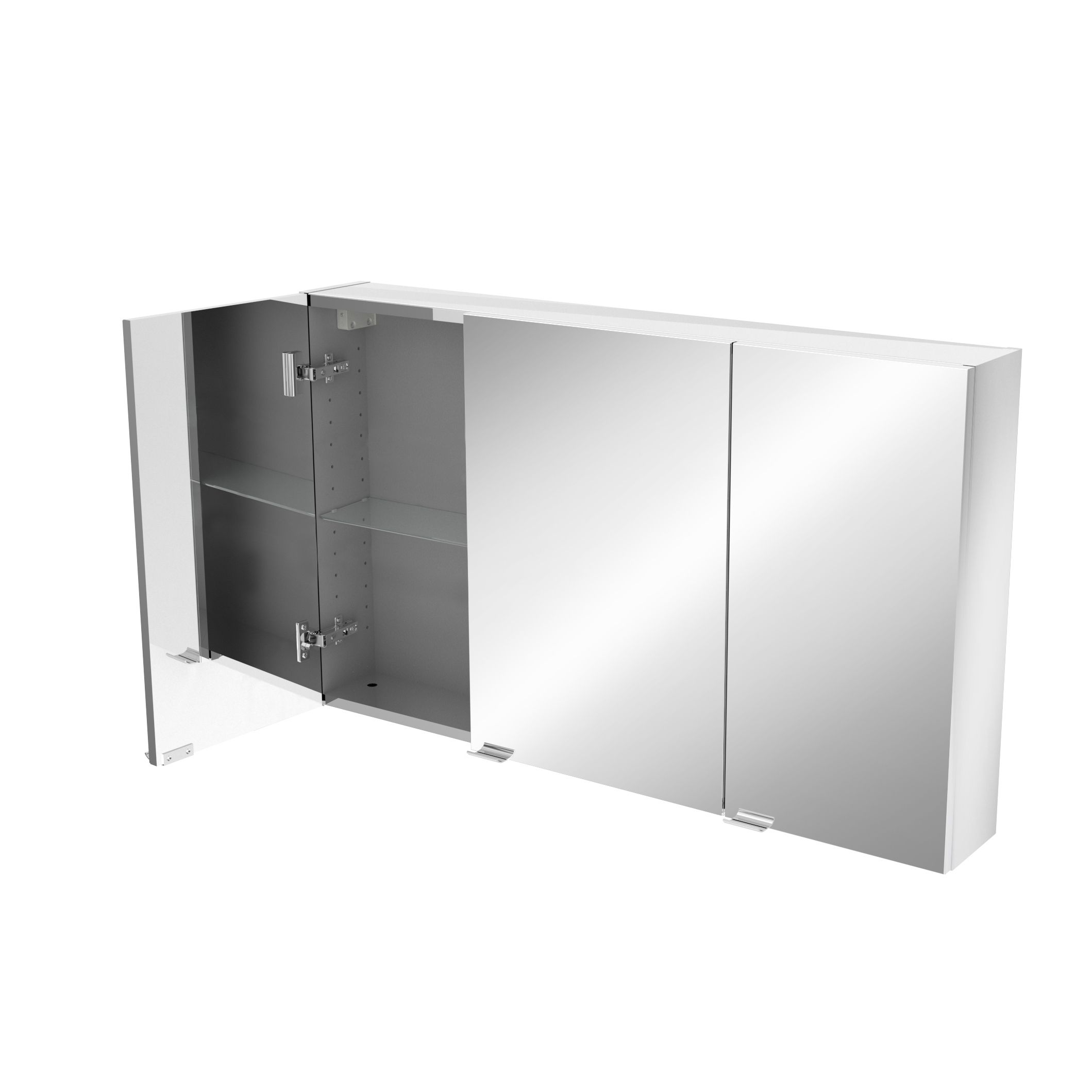 Imandra Compact Matt Mirror effect Triple Bathroom Cabinet Mirrored (H)600mm (W)1000mm