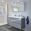 Imandra Compact Matt Silver Mirror effect Double Bathroom Cabinet Mirrored (H)600mm (W)600mm