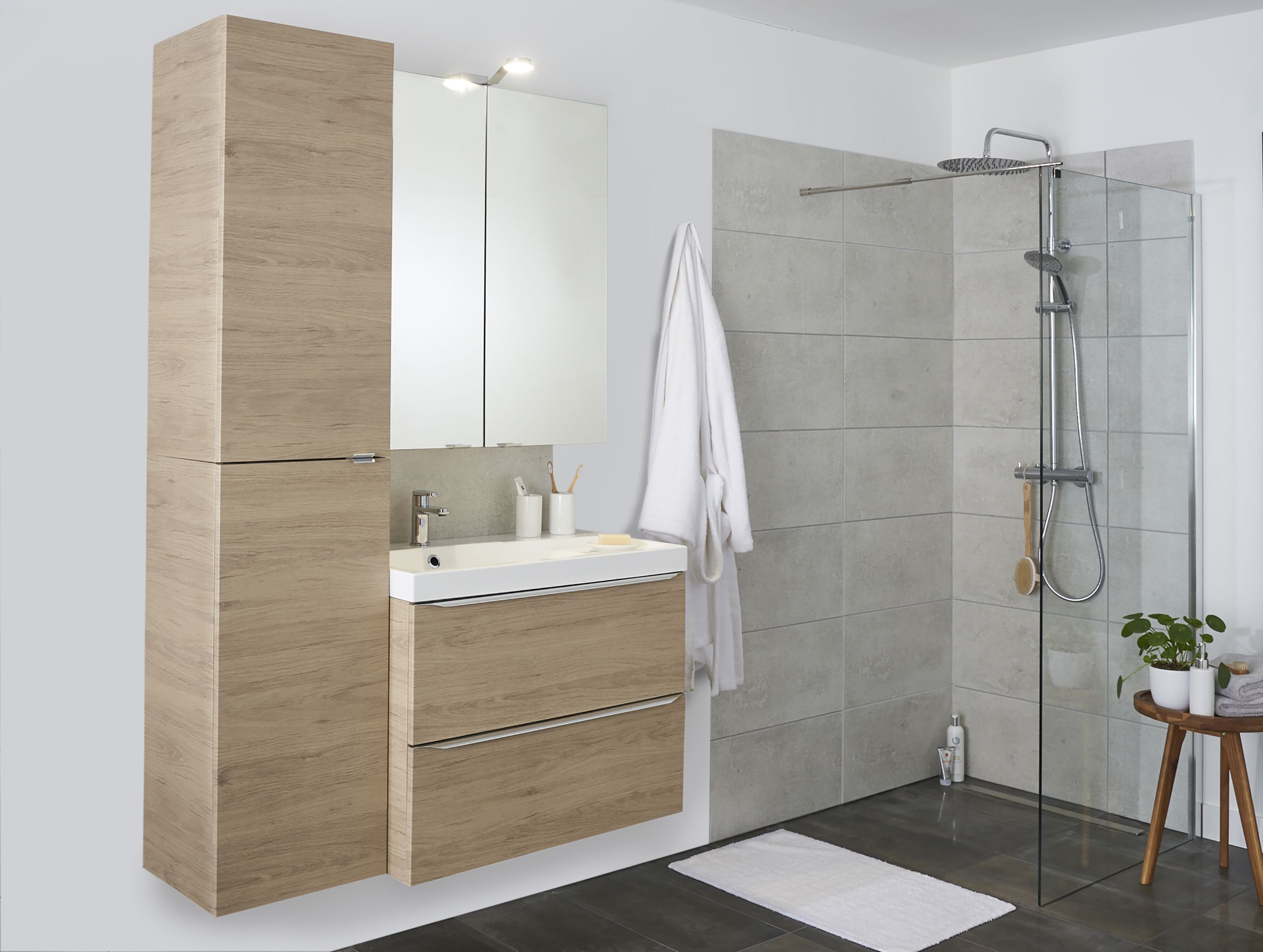 Imandra Tall Matt Mirror effect Double Bathroom Cabinet Mirrored (H)900mm (W)800mm