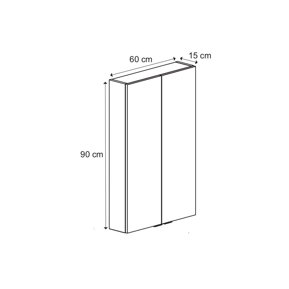 Imandra Tall Matt Mirror effect Double Bathroom Cabinet Mirrored (H)900mm (W)800mm