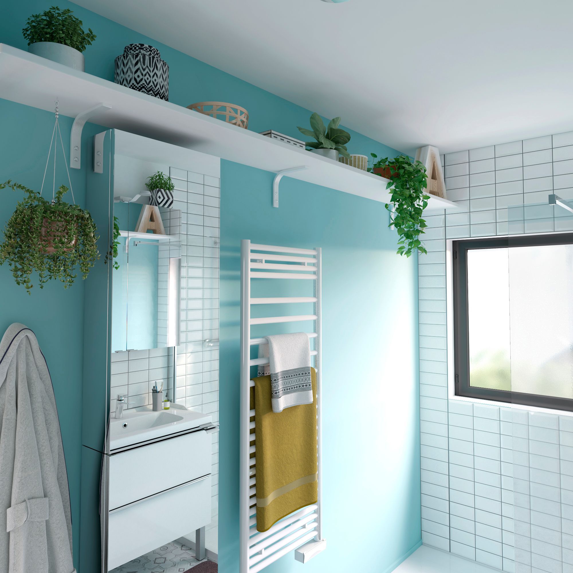 Imandra Tall Matt Mirror effect Double Bathroom Cabinet Mirrored (H)900mm (W)800mm