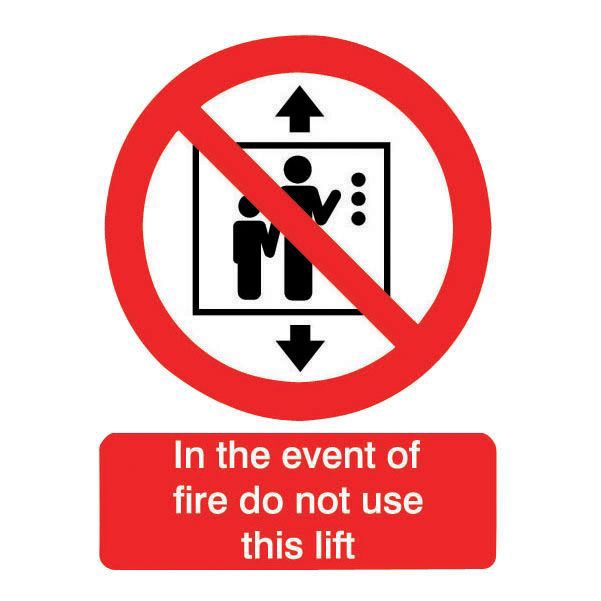 In the event of a fire PVC Safety sign, (H)200mm (W)150mm