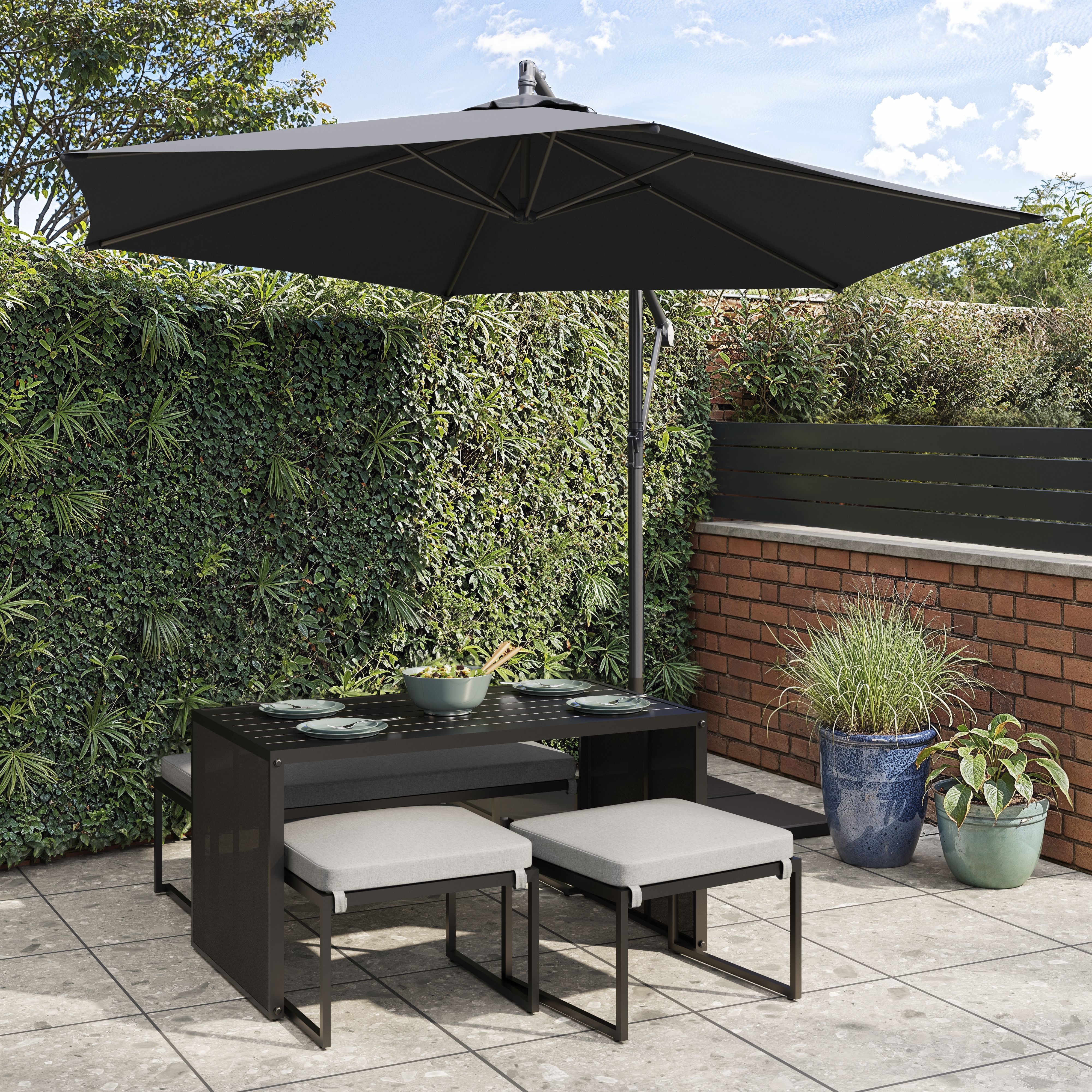 Inca Grey Metal 4 Seater Modular Dining set