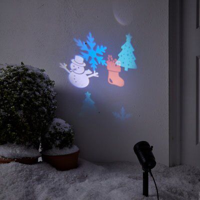 Indoor & outdoor Santa & friends Ice white LED Christmas projector