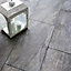 Indus Dark grey Matt Patterned Stone effect Porcelain Wall & floor Tile Sample