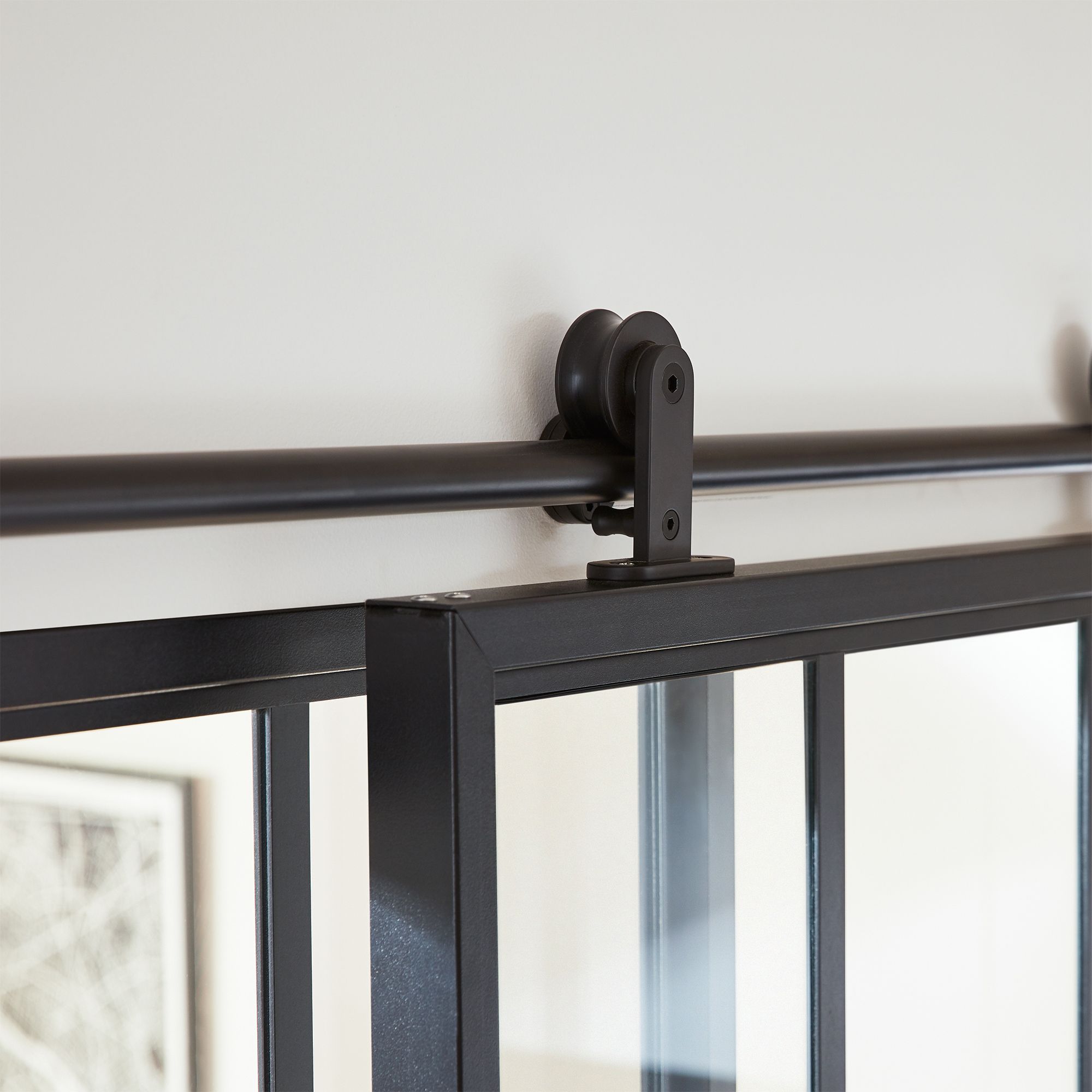 Industrial Black Powder-coated Internal Sliding door track system (L) 200cm