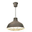 Industry Pendant Satin Steel White & charcoal Antique brass effect Ceiling light