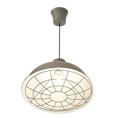 Industry Pendant Satin Steel White & charcoal Antique brass effect Ceiling light