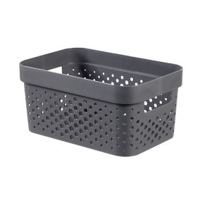 Infinity Dots Matt grey 4.5L Plastic Stackable Nestable Storage basket (H)12mm (W)26mm