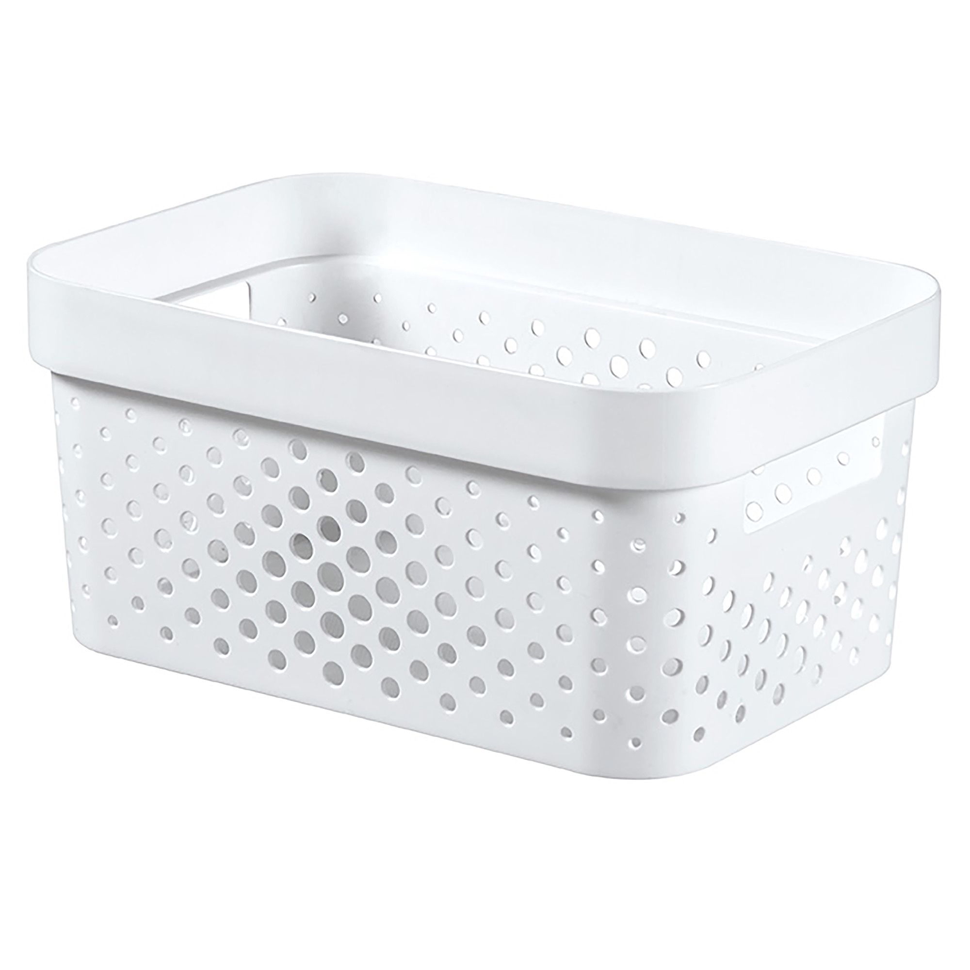 Infinity Dots Matt white 4.5L Plastic Stackable Nestable Storage basket