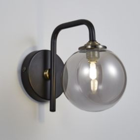 Inlight Agile Matt Black Antique brass effect Wired Wall light
