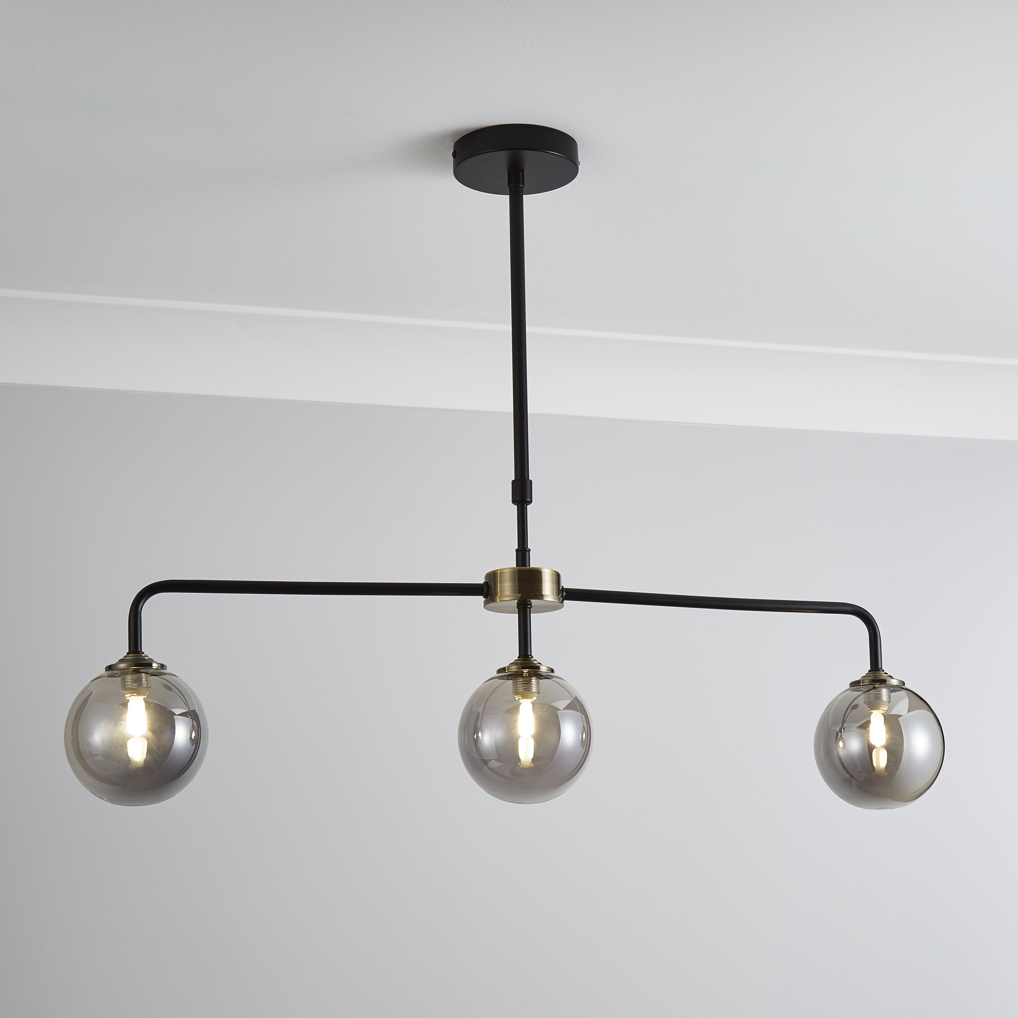 Inlight Agile Matt Glass & metal Black Antique brass & smoked glass ...