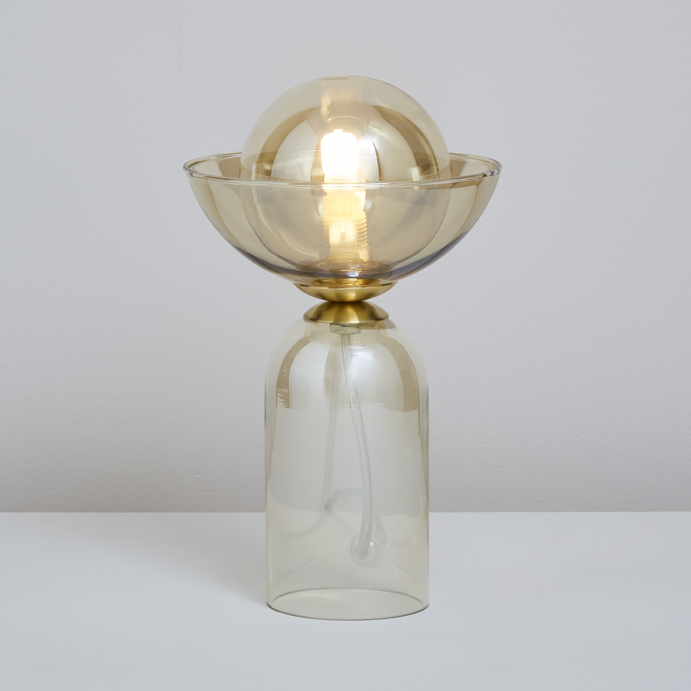 Inlight Alauda glass Polished Clear Gold effect Straight Table lamp