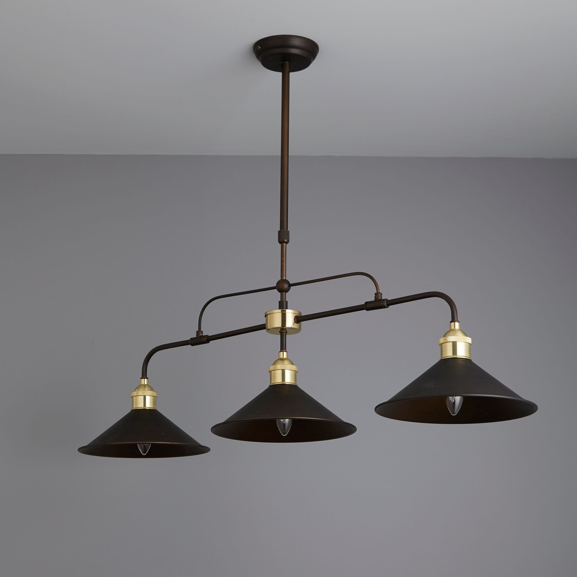 Inlight Alfie Pendant Matt Metal Bronze effect 3 Lamp LED Ceiling light