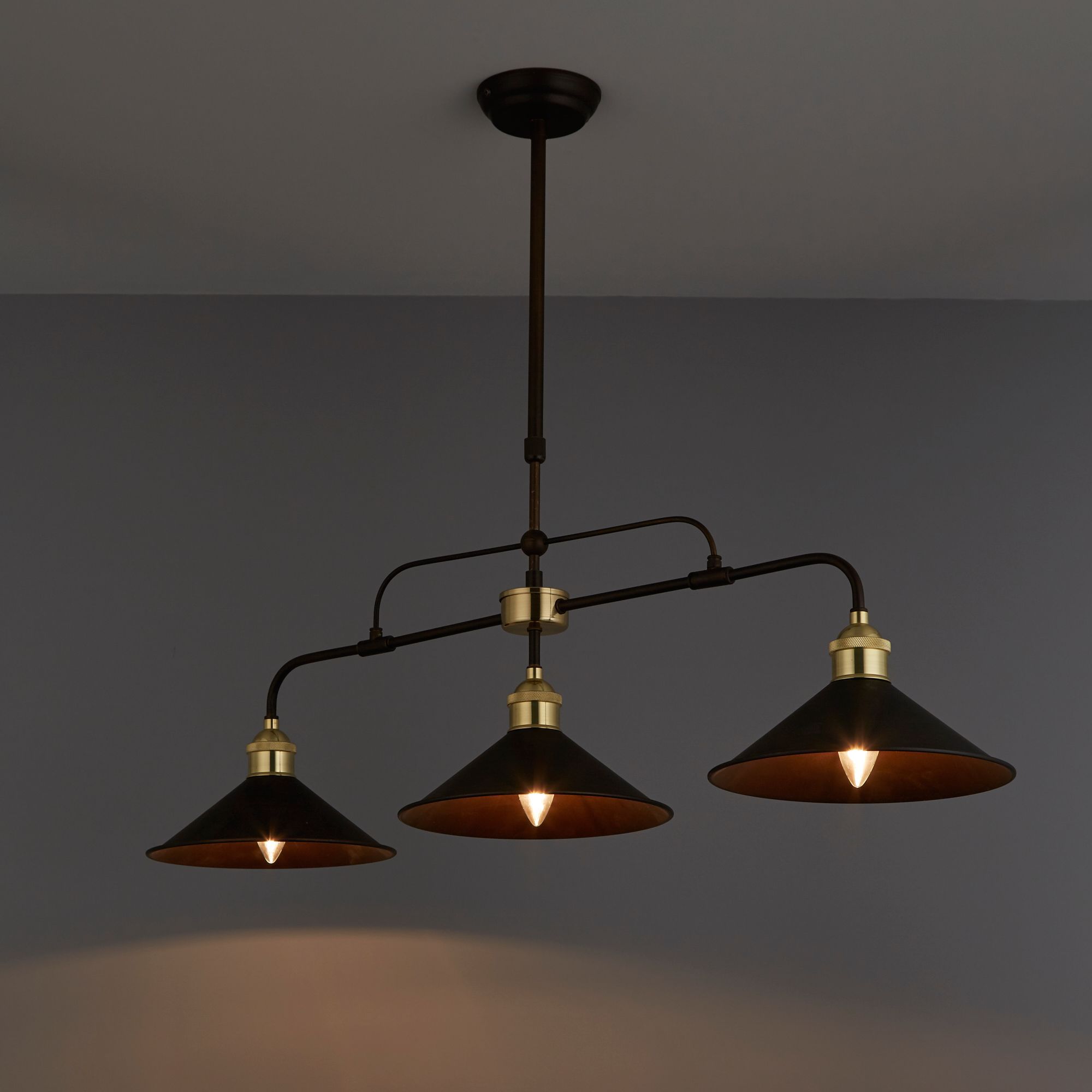 Inlight Alfie Pendant Matt Metal Bronze effect 3 Lamp LED Ceiling light
