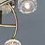 Inlight Allyn Brushed Glass & metal Antique brass effect 3 Lamp Ceiling light