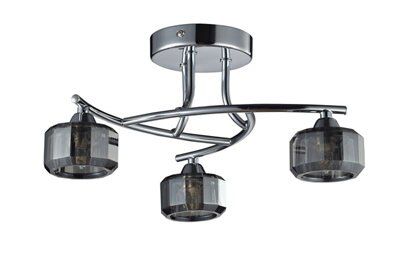 Inlight Allyn Ridge Brushed Glass & metal Smoked chrome effect 3 Lamp Ceiling light