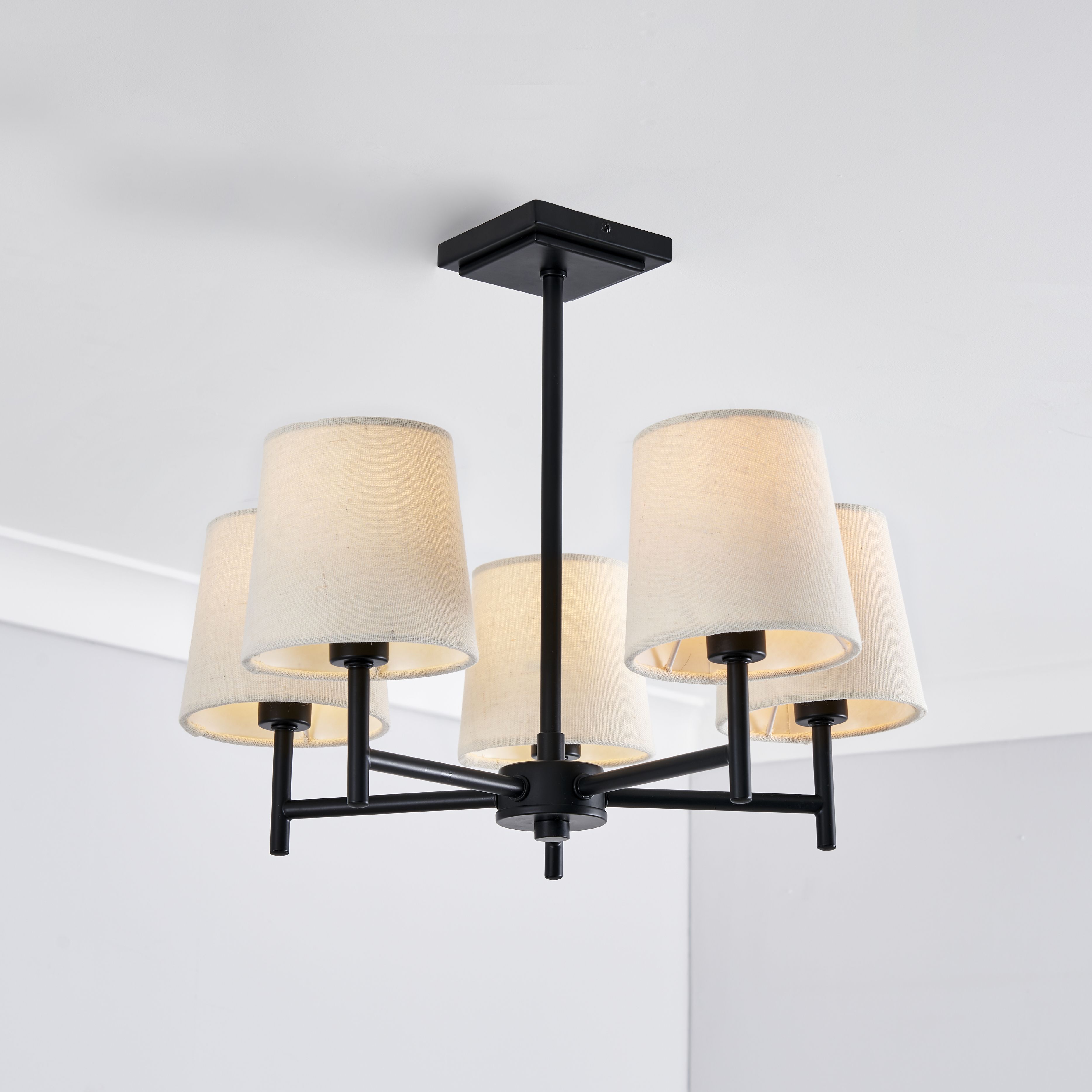 Inlight Almir Matt Fabric & metal Black 5 Lamp LED Ceiling light