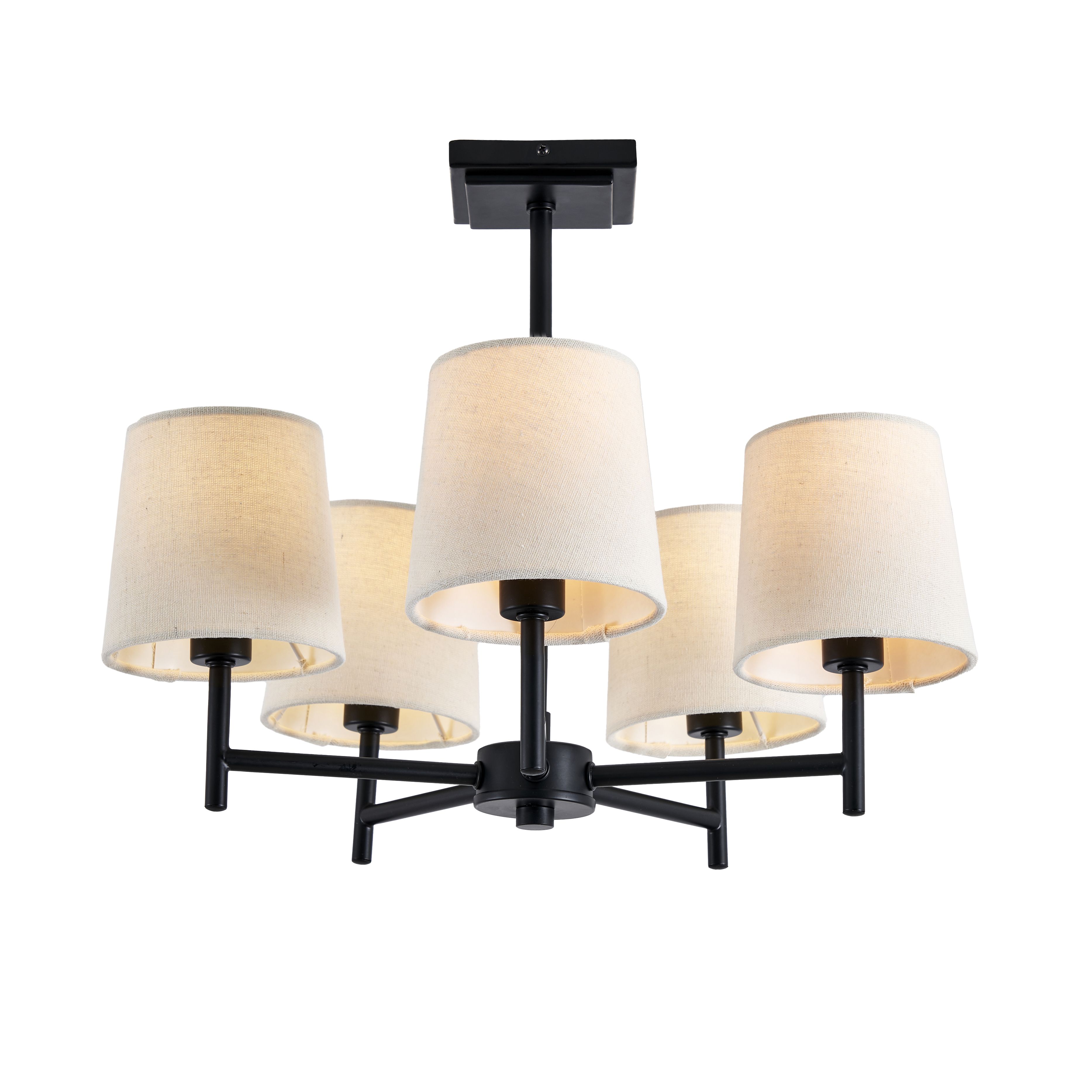 Inlight Almir Matt Fabric & metal Black 5 Lamp LED Ceiling light