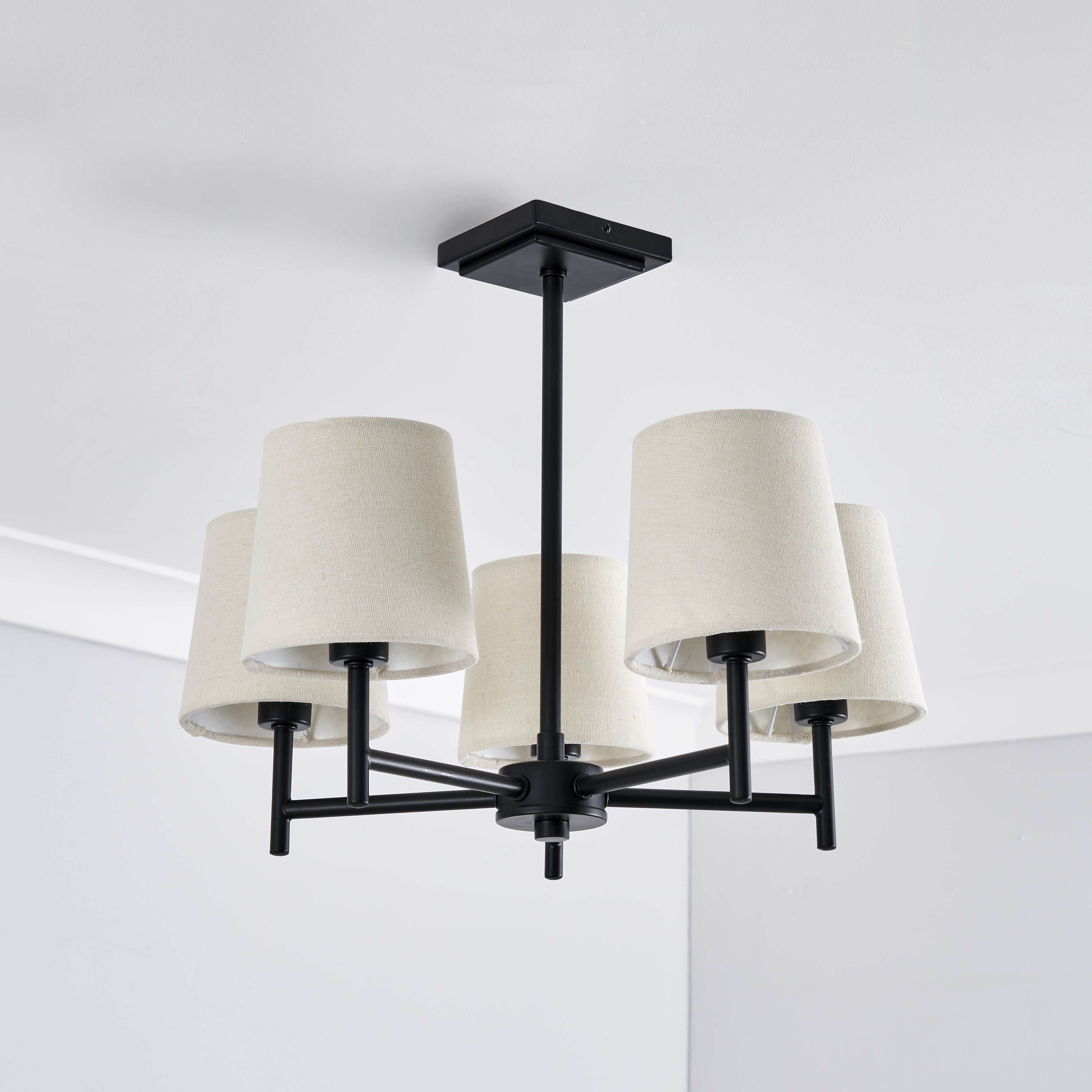 Inlight Almir Matt Fabric & metal Black 5 Lamp LED Ceiling light