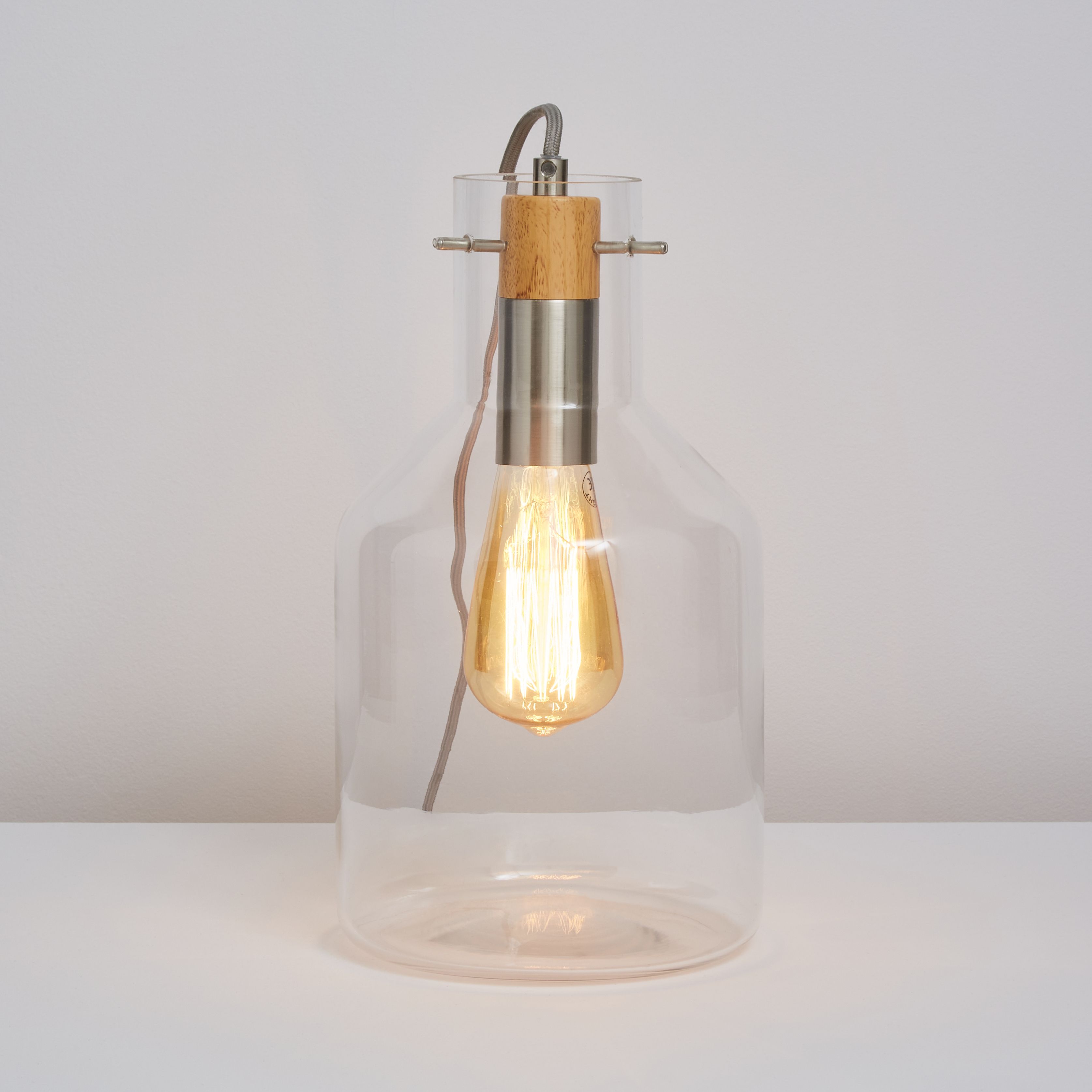 Inlight Alpho glass Cylinder Clear Smoke tinted effect Table lamp
