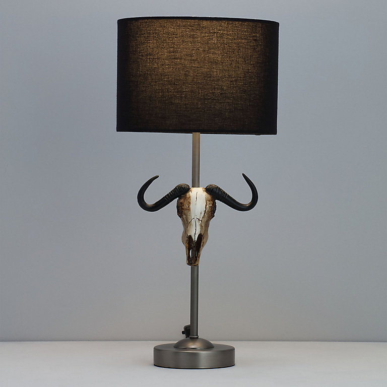 Inlight Anthe Cattle skull Pewter effect Table light | DIY at B&Q