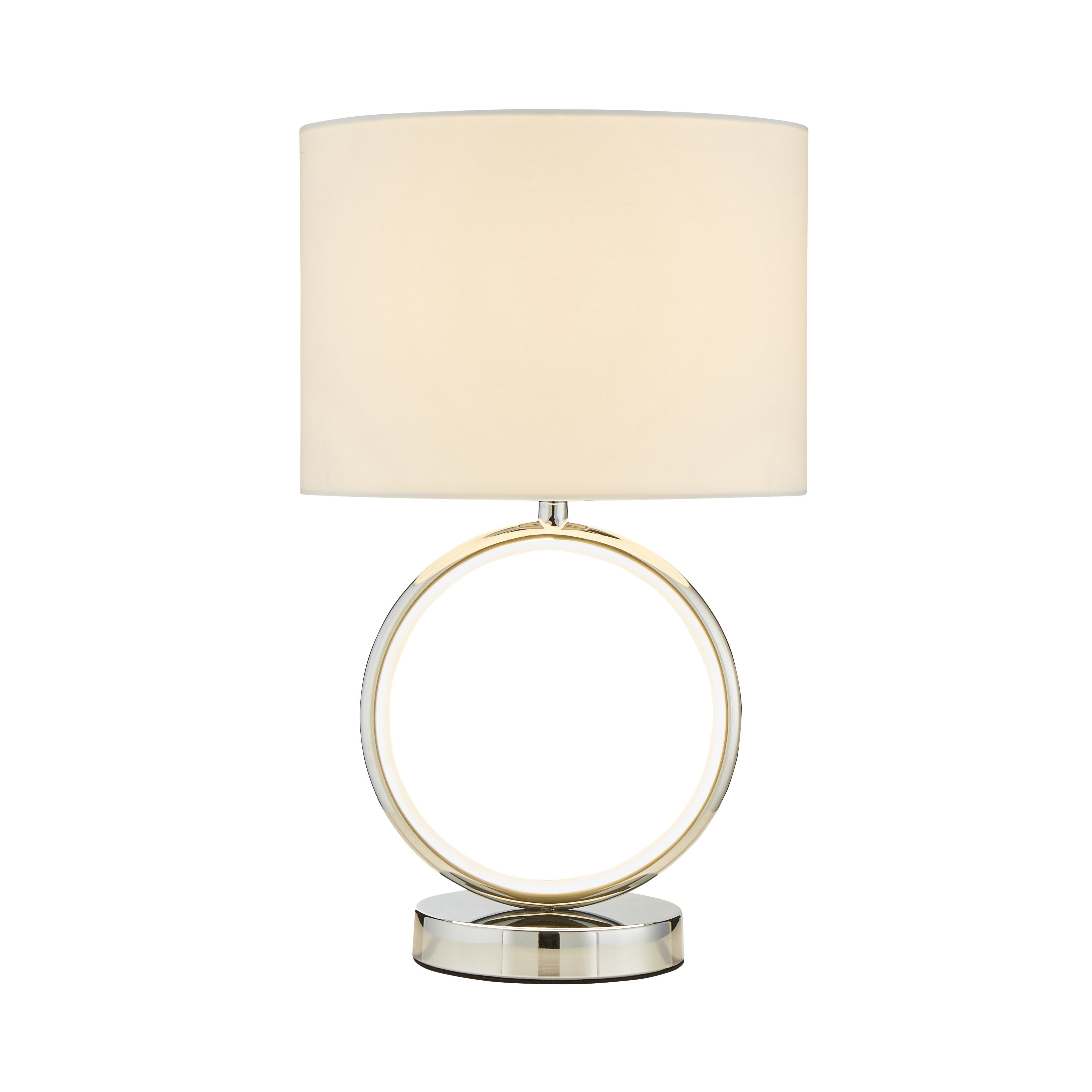 Inlight APEX Mirrored Chrome & white Circular Table lamp