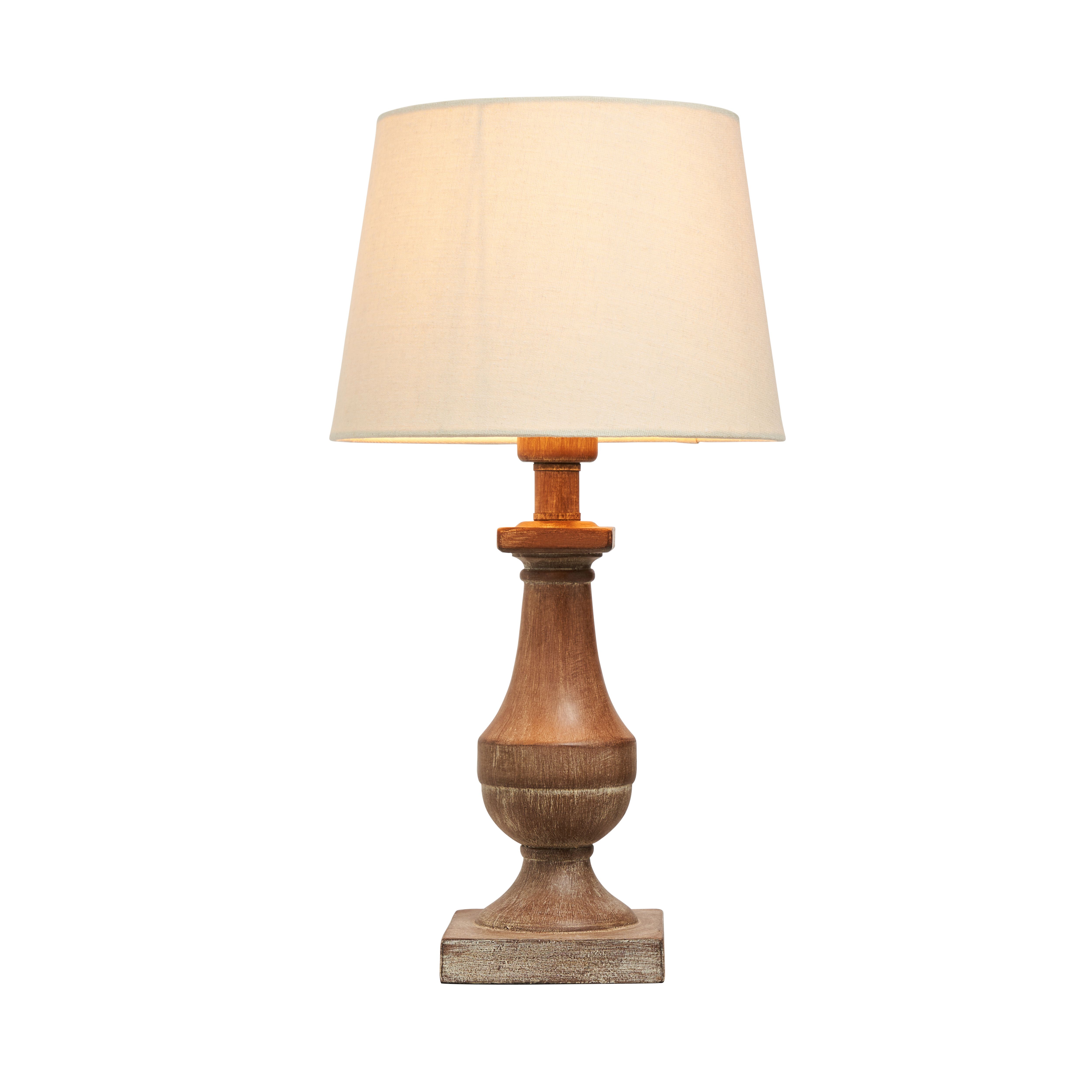 Inlight Argen Sculp Round Matt Natural Wood effect Table lamp