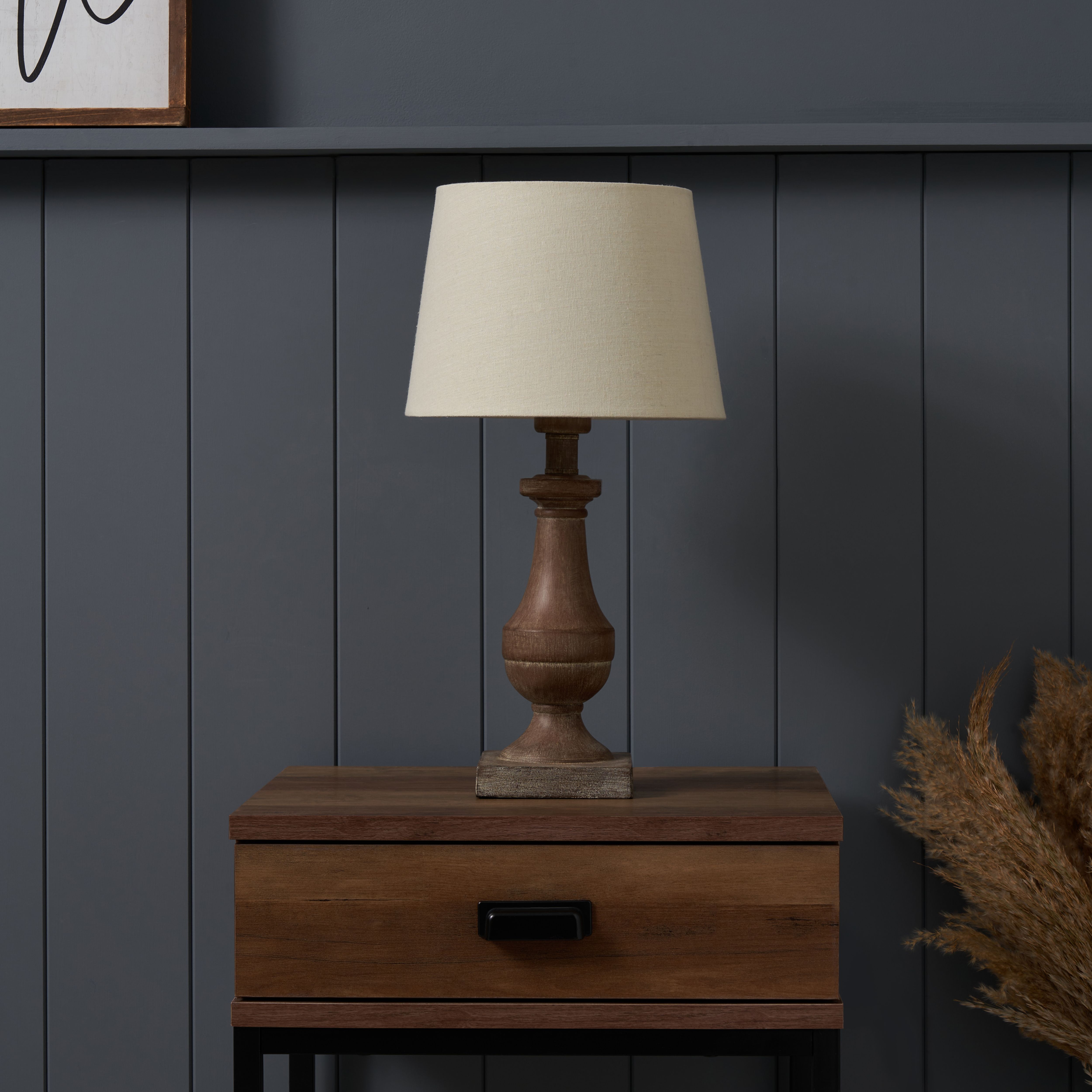 Inlight Argen Sculp Round Matt Natural Wood effect Table lamp