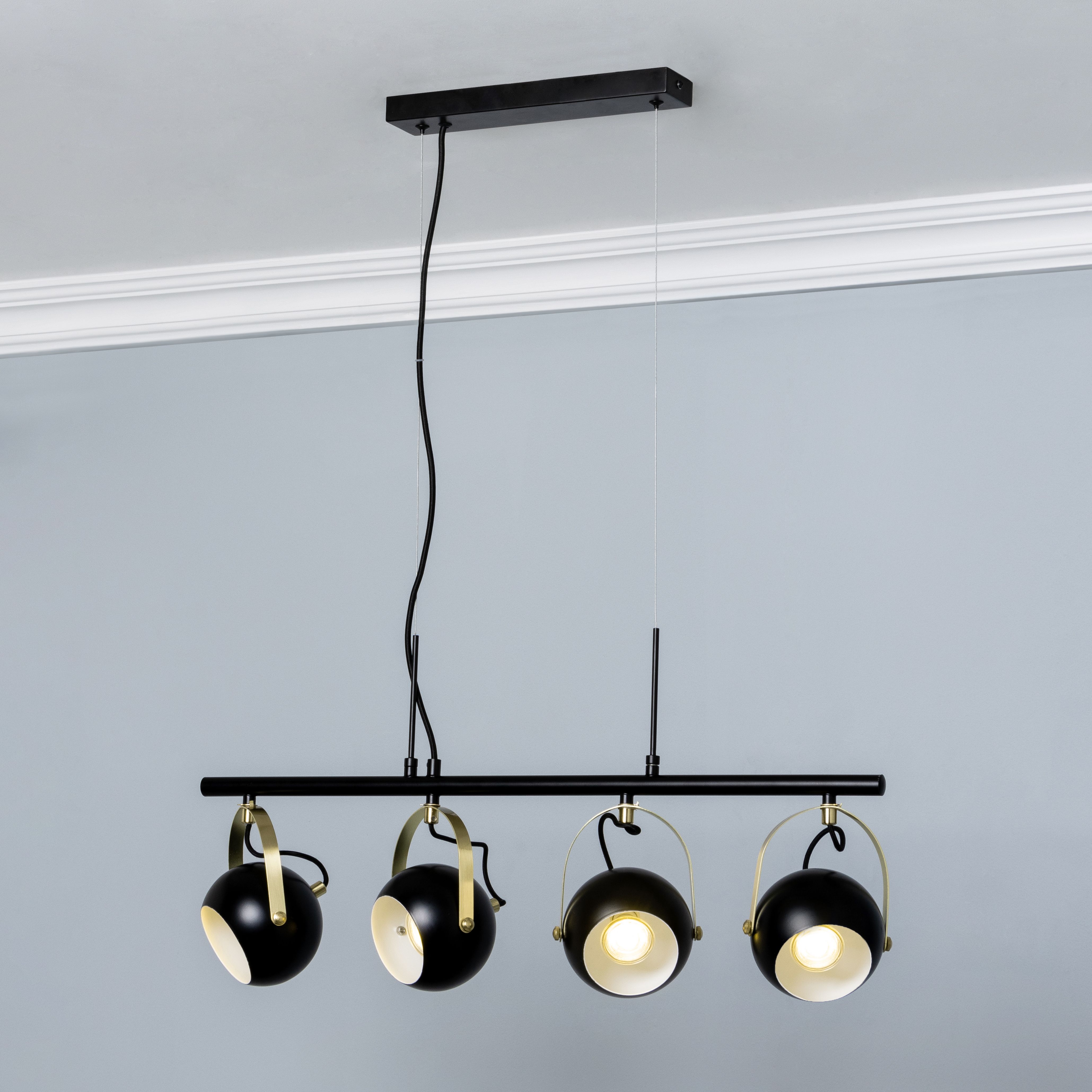 Inlight Azure Matt Black LED Pendant ceiling light, (Dia)730mm